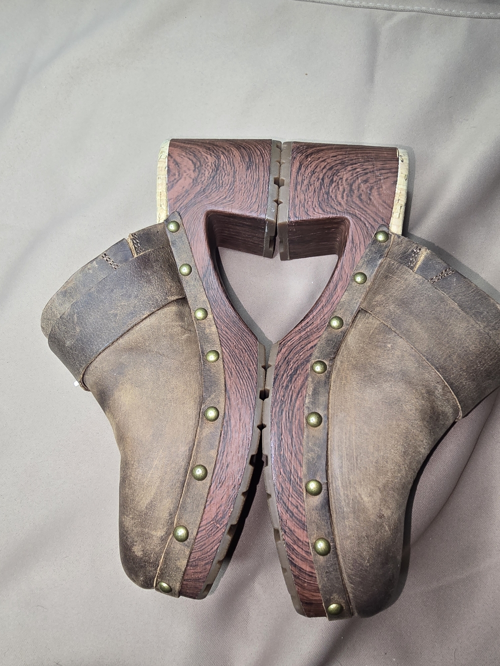 Kork-Ease Brown Leather Buckle Clogs with Studded Trim - Picture 10 of 11